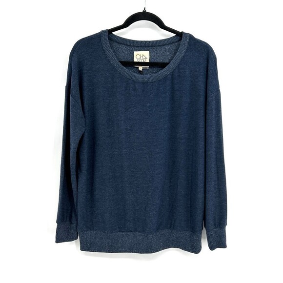 NWT CHASER Navy Blue Super Soft Fleece Crew Neck Pullover Sweatshirt Size Medium - Picture 1 of 4